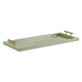 Kate and Laurel Halsey Rectangle Decorative Narrow Tray with Gold Metal Handles; 24 x 10; Green and Gold; Modern Glam Slim Serving Tray with Handles for Living Room Decor