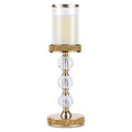 Hurricane Glass Candle Holders, Gold Pillar Candle Holders for Pillar Candle, Magnetic Glass Cover, Crystal Candlesticks Holder for Dining Coffee Table, Wedding,Events,Parties, Home Decor - size: 3 crystal balls