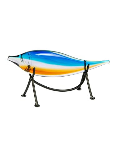 Dale Tiffany AS24127 Murano Style Garfish Handcrafted Art Glass Sculpture with Stand, Blue, 10-Inch Wide - size: 10-Inch Wide