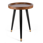 KGPLOME Plant Stand Indoor,Mid Century Walnut Wood Plant Table, Heavy Duty Metal Tall Flower Pot Stand,Modern Round Small Side End Table With Raised Design(12"x17")