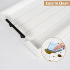 SXNOWS Coffee Table Tray - Large Ottoman Tray for Living Room - Wood Serving Tray with 2 Sets of Handles - Wooden Tray for Coffee Table, 4 Round Coasters Included, White - color: White