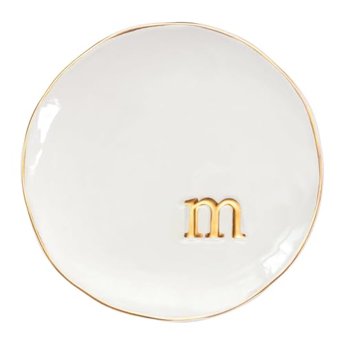 COLLECTIVE HOME - Ceramic Jewelry Tray, Decorative Trinket Dish for Rings Earrings Necklaces Bracelet Watch Keys, Birthday Mother's Day Christmas Gift for Women, 4.75", Glossy (m) - color: M