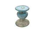 Creative Co-Op Small Distressed Blue Terracotta Pillar Candle Holder - color: Blue, size: 4.5" W x 5.25" H