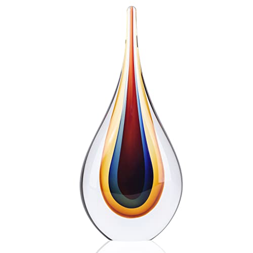 DOVDOV Blown Glass Sculpture, Collectible Stained Glass Art Statue, Unique Teardrop Ornament, Suitable for Office, Bookshelf, Dressing Table, Living Room Coffee Table, or Mantelpiece Display. - color: C