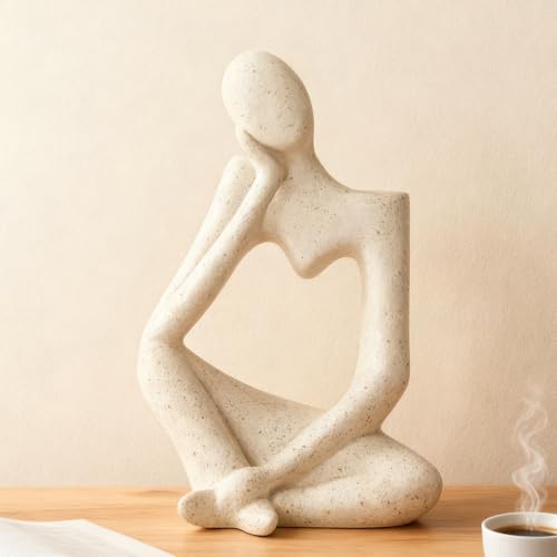 Arawat White Thinker Ceramic Flower Vase for Home Decor Modern Cute Boho Vases for Table Room Decor Unique Aesthetic Vase Ceramic Decorative Vases for Centerpieces Birthday Gifts for Women Men - color: # B Beige Ceramic Flower Vase for Room Decor