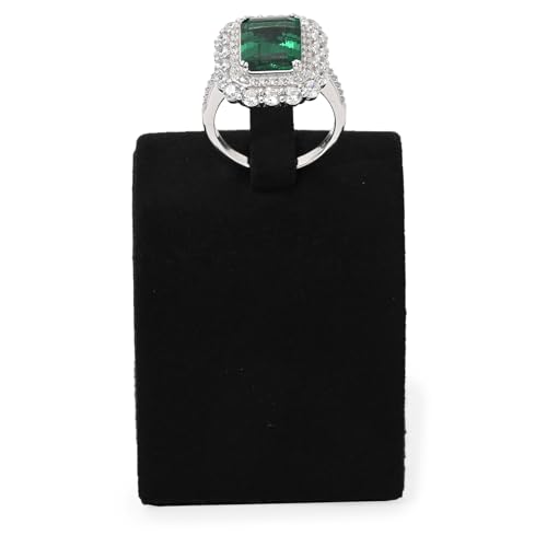 Microfiber Jewelry Ring Display Stand Rings Display Organizer Stand (Black, Medium) - size: 1.57" x 1.57" x 1.89"
