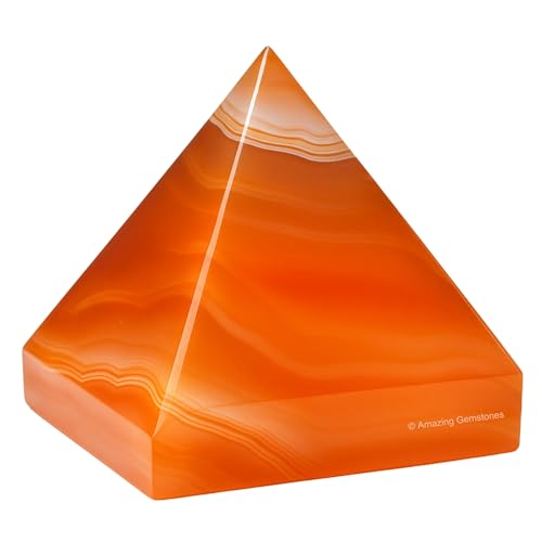 Amazing Gemstone Carnelian Onyx Pyramid Crystal Healing Stones - 2" Great Pyramid Figurine of Natural Stone Pyramid for Meditation, Reiki, Chakra Balancing and Crystal Pyramids Grid - color: Carnelian Onyx