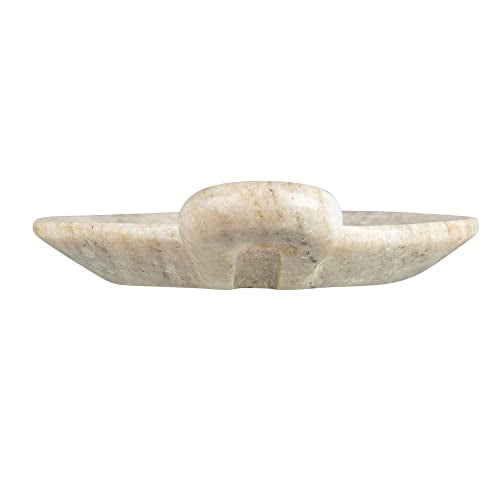Creative Co-Op Hand-Carved Marble Dish with Handle, Beige - color: Beige, size: 5" x 4"
