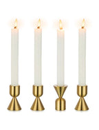 NUPTIO Candle Stick Candle Holder: Set of 4 Gold Aluminium Candlestick Holders - Brass Taper Candleholder for Fall Thanksgiving Christmas Table Fireplace Decoration - size: Style 1