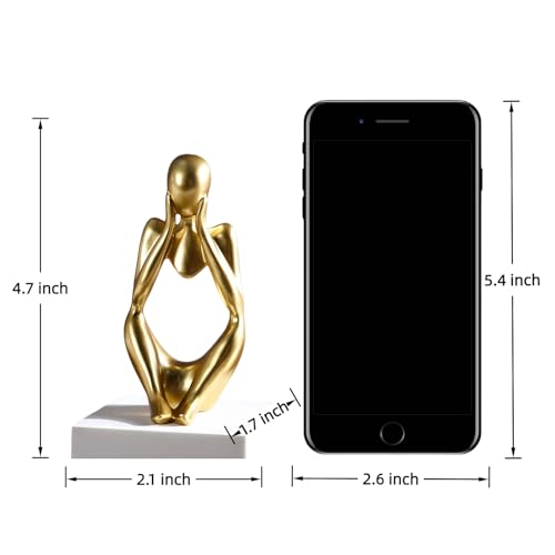 Minimalist Thinker Statue - Abstract Sculpture for Home & Office Decor | Boho Shelf & Coffee Table Accent (Profound Muse-Gold) - color: Profound Muse-gold
