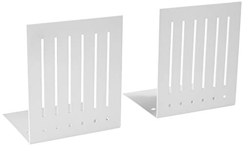 Spectrum Heavy Bookends for Book Shelves Cookbooks Vinyl Records, No Skid Heavy Duty Metal Decorative Book Stopper Sturdy Steel Holder for Home Office Large Bookends for Heavy Books, White - color: White