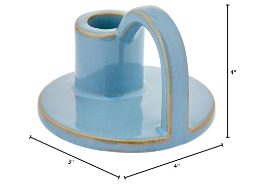 Ceramic Taper Candle Holders with Handle (Set of 2) – Tall Candlestick Holders for Table Decor Centerpieces, Rustic Home Décor, and Dinner Table Styling Robin's Egg Blue - color: Robin's Egg Blue