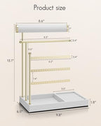 VLANDO Jewelry Stand Organizer with Ring Holder, Jewelry Holder Organizer with Tray, Necklace Holder Bracket Holder Earring Holder - White - color: White