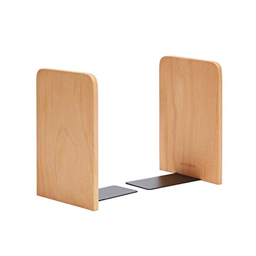 Pandapark Wood Bookends,Non-Skid Bookend for Shelves,Heavy Duty Bookends,Book Stand for Books/CDs,1 Pair - color: Beech-a Plus