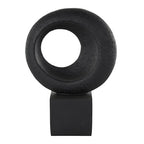 Deco 79 Polystone Geometric Decorative Sculpture Textured Cutout Ring Home Decor Statue with Block Base, Accent Figurine 10" x 5" x 14", Black - size: 10" x 5" x 14"