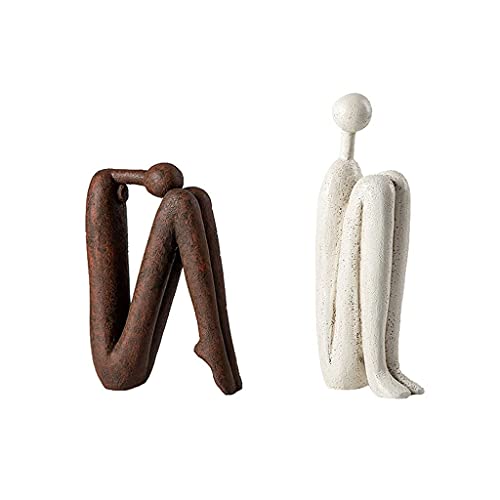 Abstract Sculpture Minimalist Resin Statue – Modern Home Decor Figurine for Tabletop & Living Room Decoration – Contemporary Art Human Figure Ornament for Office & Aesthetic Spaces (White) - color: White