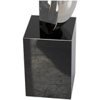 Deco 79 Crystal Geometric Decorative Sculpture Abstract Two-Tone Home Decor Statue with Stacked Semi Circles, Accent Figurine 5" x 4" x 18", Black