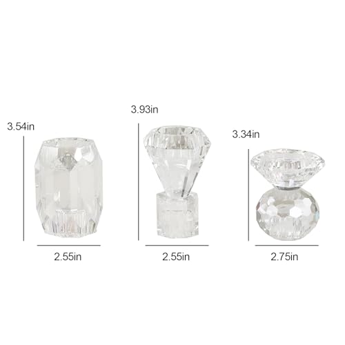 Clear Crystal Candle Holder, Set of 3 Crystal Clear Candlestick Stand for Pillar Taper Tealight Candle,Party, Wedding and Christmas Candle Holder Decoration - color: Transparent Color