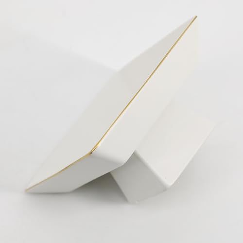 COLLECTIVE HOME - Ceramic Jewelry Tray, Decorative Geometric Jewelry Dish, Luxurious Trinket Tray with High Base, Birthday Mother's Day for Women (Square Matte Gold) - color: Square Matte Gold