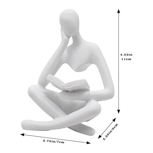 Jinkoozz Reading Women Statue, Thinker Sculptures, Abstract Art Ornament, Modern Aesthetic Figurine Decoration, Suitable for Home Living Room Bedroom Office Shelf Table Desk Bookshelf Decor - color: White Left, size: Small