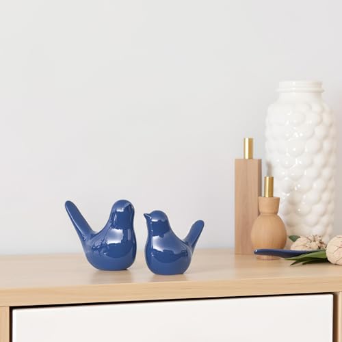 XMGZQ Small Ceramic Bird Statue and Sculpture for Home Decor Accents,Modern Animal Ornaments for Living Room,Bedroom,Coffee Table Centerpiece,Bookshelf,Cabinets,Cute Knick Knacks for Shelves (Blue) - color: Blue