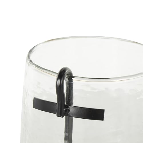 Deco 79 Glass Decorative Candle Holder Candle Stand with Black Metal Accents, Candlestick Holder 7" x 7" x 11", Clear - size: 7" x 7" x 11"