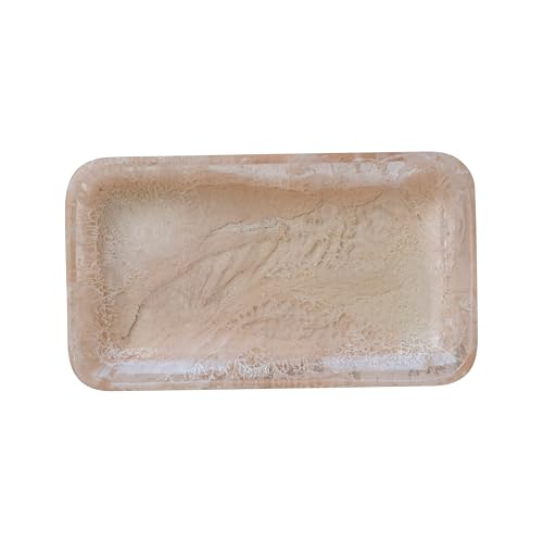 Creative Co-Op Matte Marbled Resin Tray, Blush Pink
