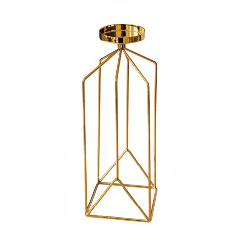 predolo Iron Art Candle Holder Minimalist Nordic Design Candlestick Modern Design Geometric Metal Candlestick for Mantelpiece, Gold, M - color: Gold, size: Medium