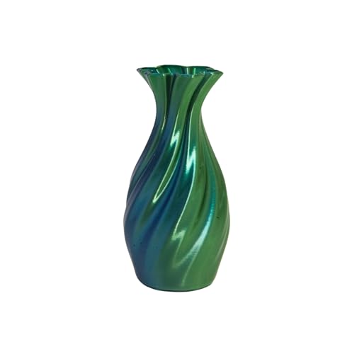 Large 8-Inch Tall Spiral Vase – Modern Waterproof Flower Vase for Centerpieces & Home Decor - 3D Printed PLA Plastic — Not Glass (Blue-Green) - color: Blue-green