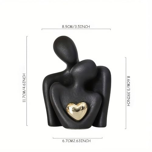 Home Decor Mini Couple Ceramic Statue Tv Stand Decor, Love Statue Couple Gifts for Her Romantic Gifts (Black, 3.15in) - color: Black, size: 3.15in