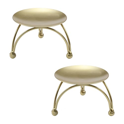 Geesatis 2 Pcs Pillar Candle Holder Metal Candlesticks Stand Holder Plate Candlelight Dinner Candle Holder for Party Wedding, Gold - color: Gold