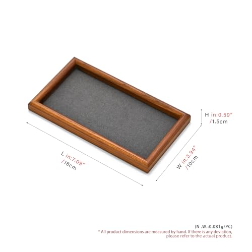 Jewelry Display Tray for Ring Earrings Necklace Bangle Solid Wood Jewelry Dish Tray Catchall(S,Grey) - color: Grey, size: 18 * 10 * 1.5cm