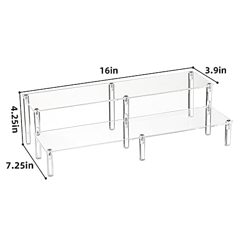 BYCY 2 Tier Clear Acrylic Display Stand Cupcakes Holder, Dessert Display Riser for Great Event, Birthday Party, Wedding Party ( 1 Pack - 16" X 6.9" X 4.25" )