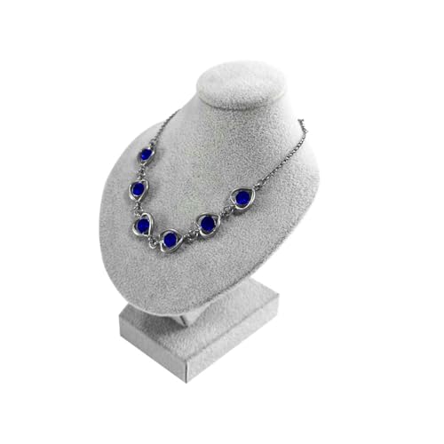 Mini Pendant Jewelry Display Stand Bust White PU Holder Black Velvet Mannequin Necklace Stand Wooden Portrait Model 12cm (Gray) - color: Gray
