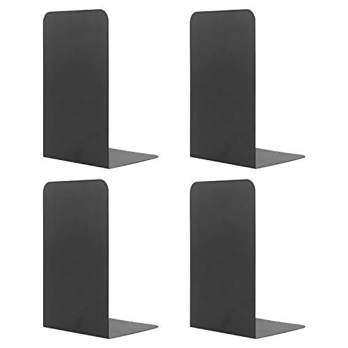 MSDADA Bookends, Book Ends for Book Shelves, Bookends for Office, Book Ends for Heavy Books,Metal Bookend Supports, Modern Minimalist Style Bookends, Black(2 pairs) - color: Black