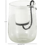 Deco 79 Glass Decorative Candle Holder Candle Stand with Black Metal Accents, Candlestick Holder 6" x 6" x 9", Clear - size: 6" x 6" x 9"