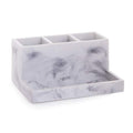 BINO | Multi Purpose 3 Compartment Organizer with Tray | Makeup Brush Holder Makeup Brush Organizer Holder Toothbrush Marble Bathroom Accessories (Matte Marble) - color: Marble