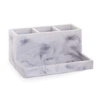 BINO | Multi Purpose 3 Compartment Organizer with Tray | Makeup Brush Holder Makeup Brush Organizer Holder Toothbrush Marble Bathroom Accessories (Matte Marble) - color: Marble