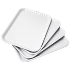 Blue Boat 15" x 11" Rectangular Serving Trays Set of 4 White, Melamine Serving Platter, Light Weight Easy to Clean Sturdy Stackable BPA-Free Dishwasher Safe