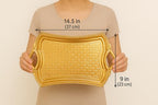 Alisveristime 2-Person Rectangular Metal Serving Tray – Ottoman Motif, (14.6" x 9", 13.1 oz) (Gold)