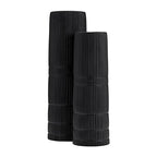 Sagebrook Home Ceramic 18" H Lined Cylinder Vase, Matte Black, Cylinder, Ceramic, Contemporary, 6" L X 6" W X 18" H, Line - color: Black, size: 18.0" H