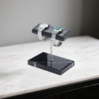 Men's Premium Handcrafted Watch Display Stand,Watch Stand,Watch Organizer,Watch Holder,Bracelet Display Stand,Natural Marble Base with Leather Surface (black) - color: black