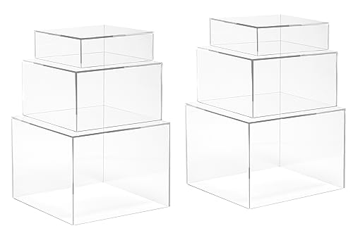Red Co. Set of 3 Crystal Clear Acrylic Cube Display Nesting Risers with Hollow Bottoms, Transparent - 2 Pack - color: Clear, size: 6",7",8" - 2 pack