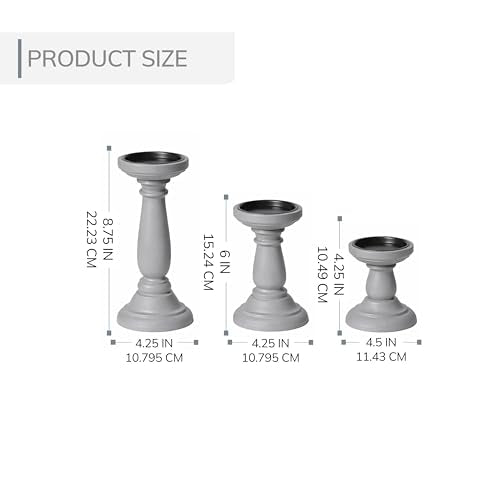 JFY Designs Hand Carved Solid Wood Candle Holder Set of 3 - Pillar Candle Holders Decorative Candlestick Holder for Home Décor, Wedding, Dinning, Party - color: Natural
