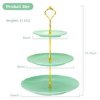 Lucky Will Green Tiered Dessert Serving Tray for Kid's Party Supplies Favors 3 Tier Cupcake Cake Stand for Birthday Tea Afternoon Halloween Christmas Candy Bar - color: Light Green