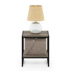 Furinno FM19122GYW Camnus Modern Living 2-Tier End Table, French Oak Grey, 15.9 in x 15.75 in x 18 in - color: French Oak Grey, size: 2 Tiers, Metal Frame