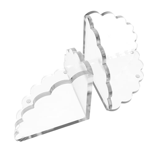 Scalloped Acrylic Bookends (Clear) – Set of 2 Decorative Non-Slip Book Holders | Modern Minimalist Bookends for Shelves, Office, and Home Décor – Durable Transparent Book Supports - color: Clear