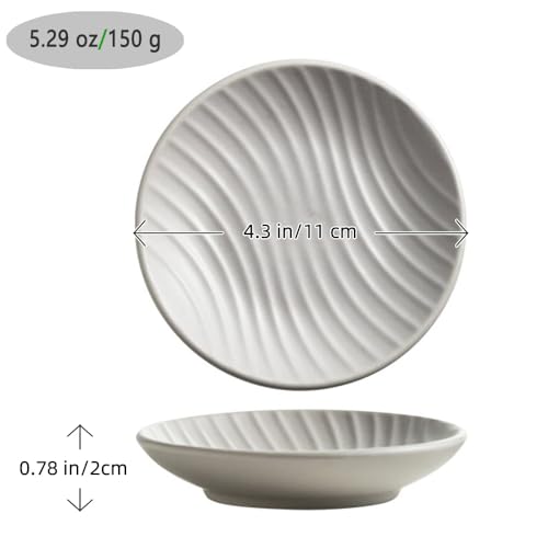 Chic Round Soap Dish, Modern Minimalist Striped Design Ceramic Tray(Oatmeal) - color: Oatmeal