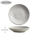 Chic Round Soap Dish, Modern Minimalist Striped Design Ceramic Tray(Oatmeal) - color: Oatmeal