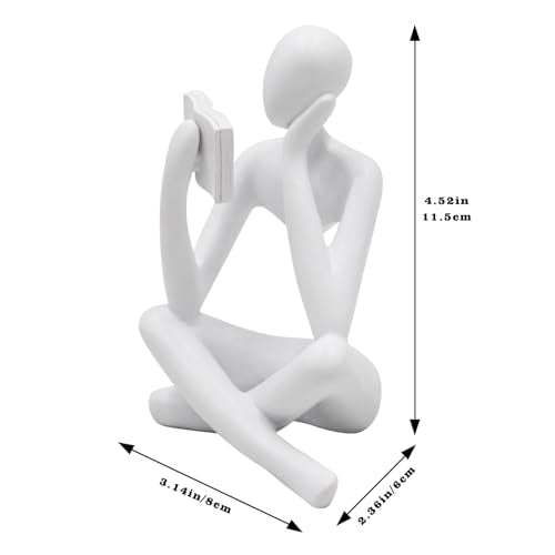 Jinkoozz Reading Women Statue, Thinker Sculptures, Abstract Art Ornament, Modern Aesthetic Figurine Decoration, Suitable for Home Living Room Bedroom Office Shelf Table Desk Bookshelf Decor - color: White Right, size: Small